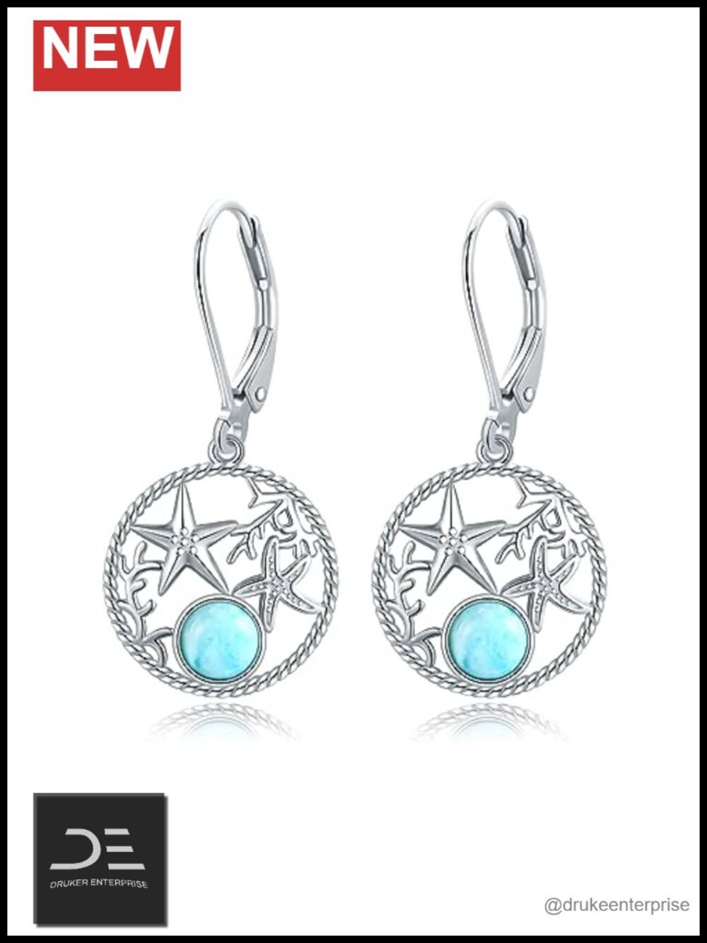 925 Sterling Silver Starfish Dangle Earrings Ocean Jewelry Gift